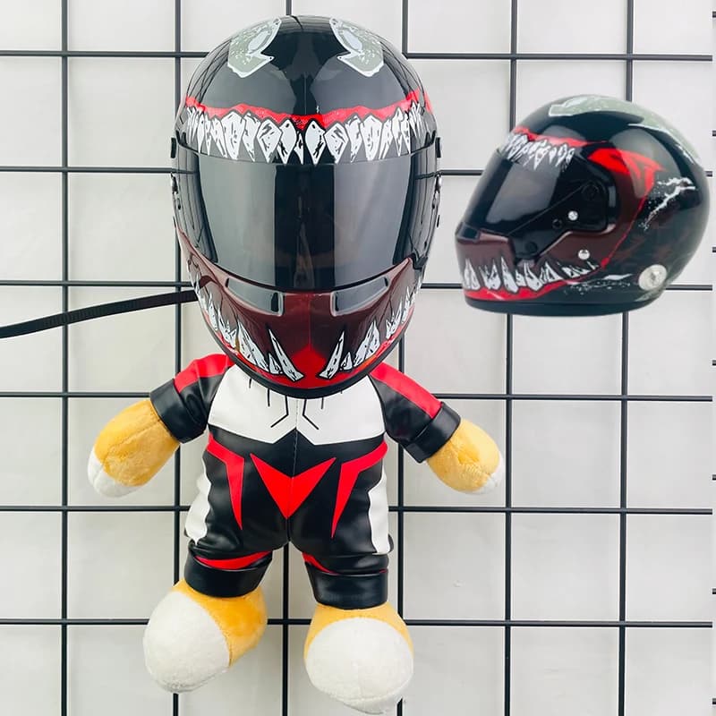 Set casco orso moto decorazione ciclismo ciondolo baule mini ciondolo giocattolo bambola ornamento per la casa
