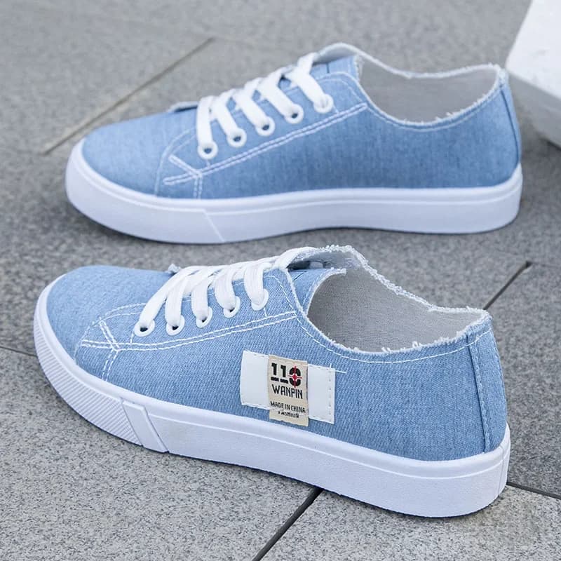 Sneakers Basse in Tela Denim da Donna Primavera Estate 2026 - Scarpe Basse Popolari in Tela per Donna - Sapatos Femininos