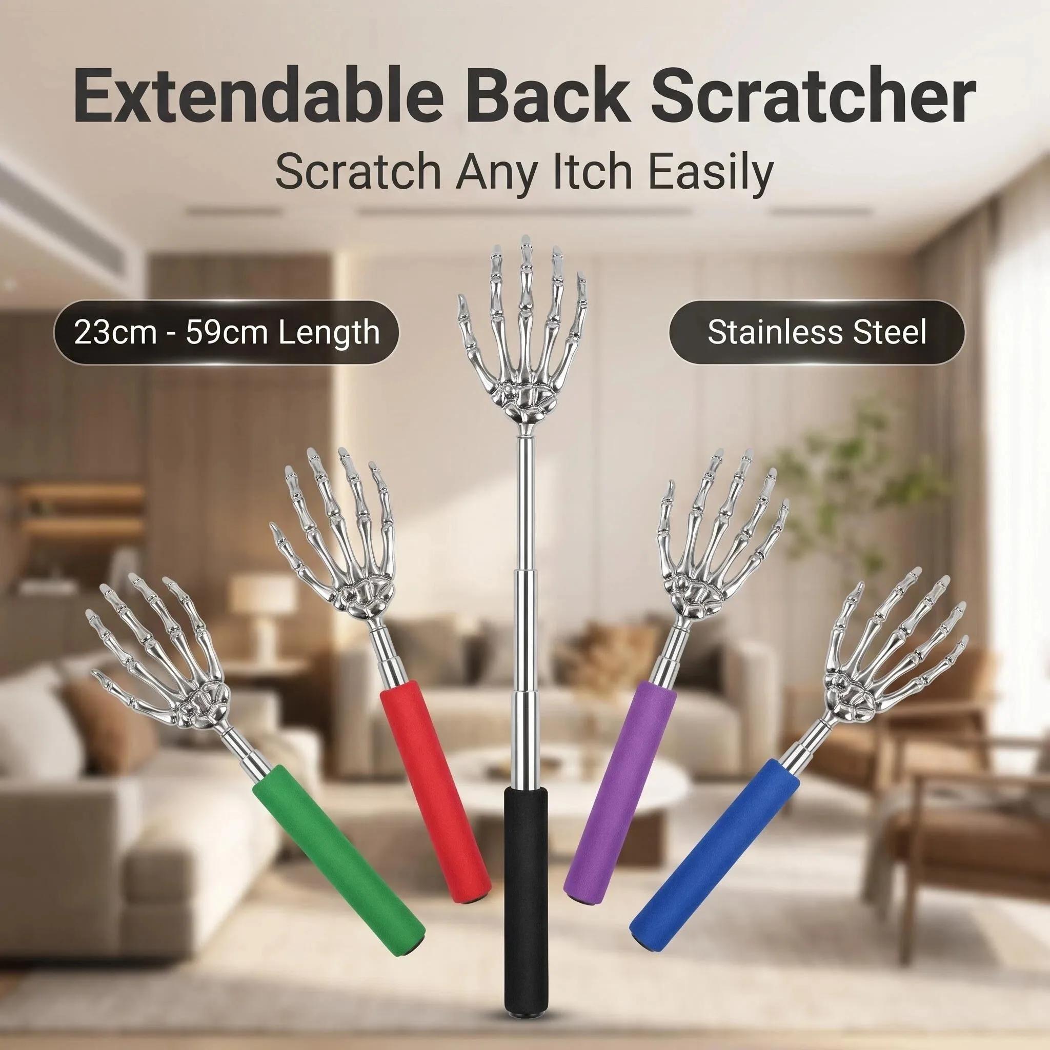 1PC Stainless Steel Retractable Telescopic Back Scratcher Adjustable Anti-Slip Ergonomic Handle Dual Purpose Itch Scraper & Gua Sha Tool Portable Lymphatic Muscle Massager Ideal Thanksgiving Birthday Christmas Gift