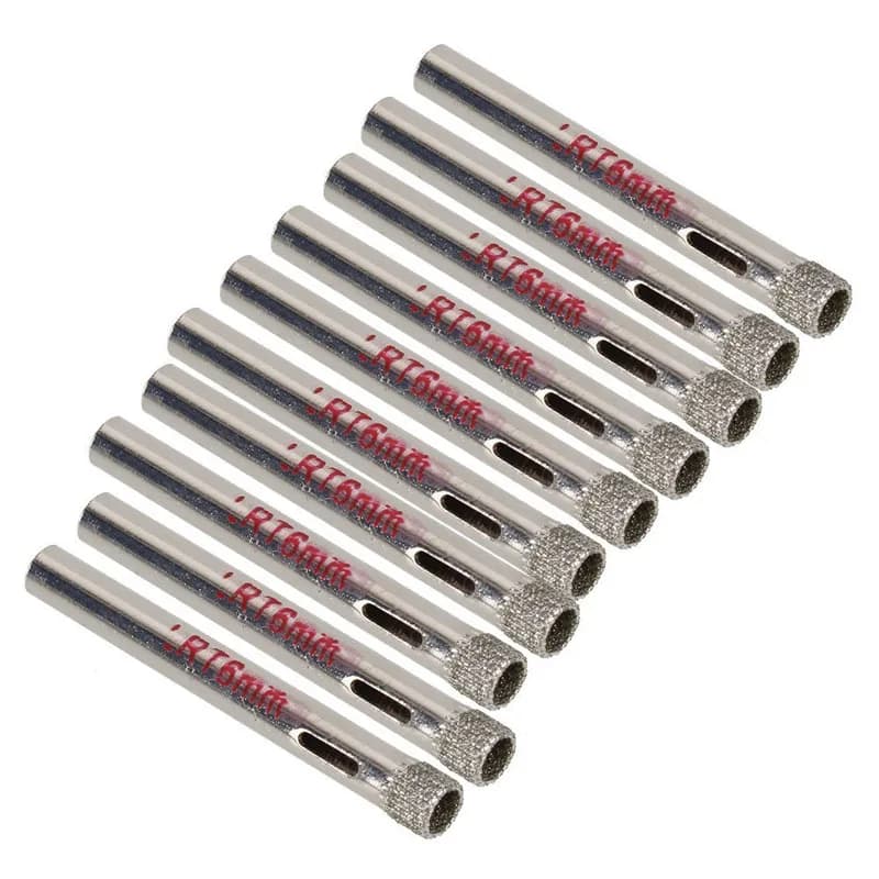 10 pz 6mm punta da trapano rivestita diamantata piastrelle in ceramica seghe a tazza in vetro punte apri taglierina argento punta da trapano strumento