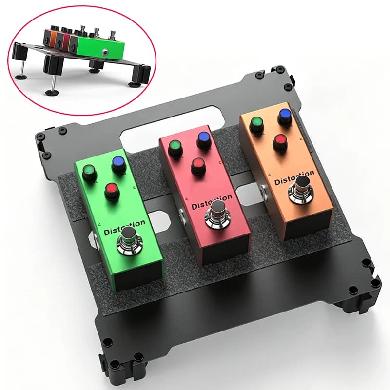 Guitar Pedal Board Height Adjustable Extendable with Hook Loop Tape Aluminum Alloy for Electric Guitar Bass Stage Performance