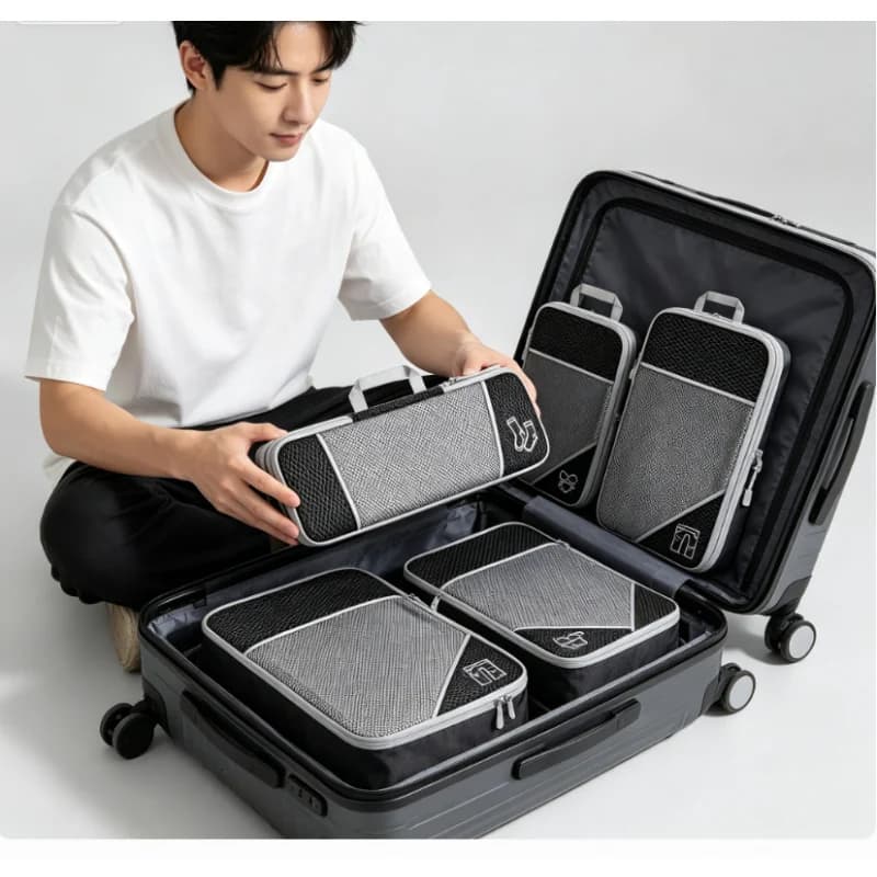 Borsa organizer da viaggio espandibile in rete a compressione per la casa e il viaggio, per riporre oggetti e attrezzature quotidiane