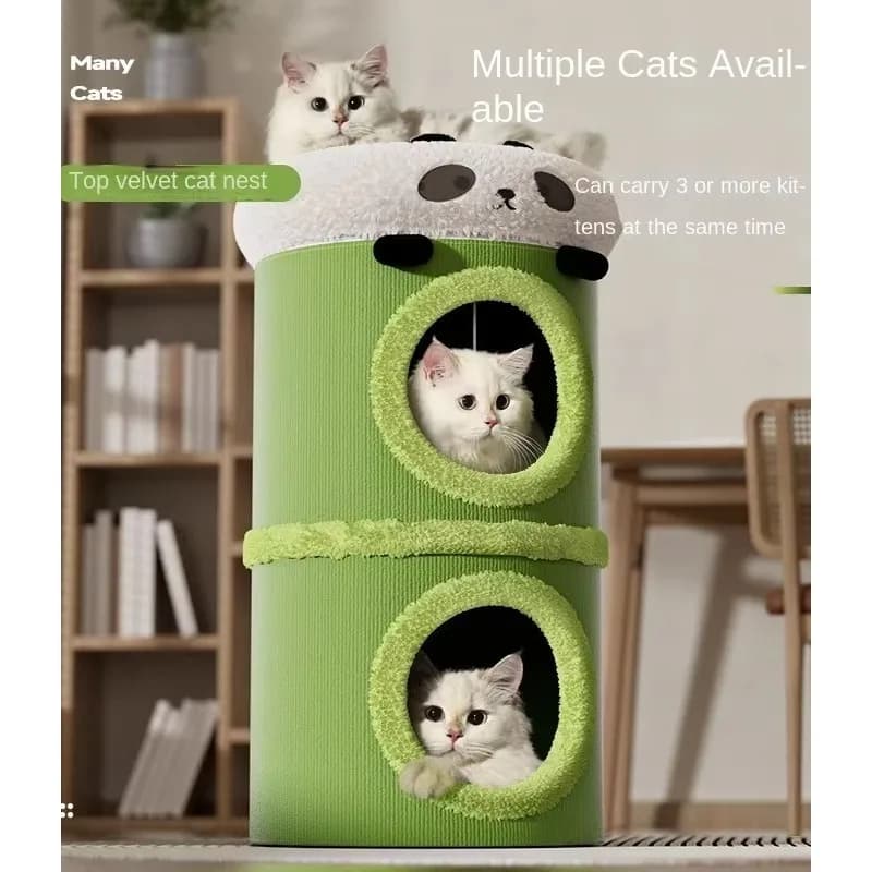 Tiragraffi per Gatti Integrato a Doppio Strato per Piccoli Spazi, con Barile in Sisal e Peluche Caldo Invernale