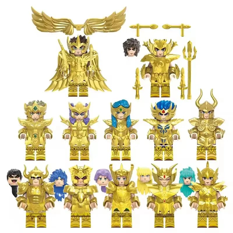 6/12 Pz/set Anime Saint Seiya Building Blocks Athena Shiryu Ikki Golden Warrior Figure Mattoni Giocattoli Del Fumetto Per I Regali Dei Bambini