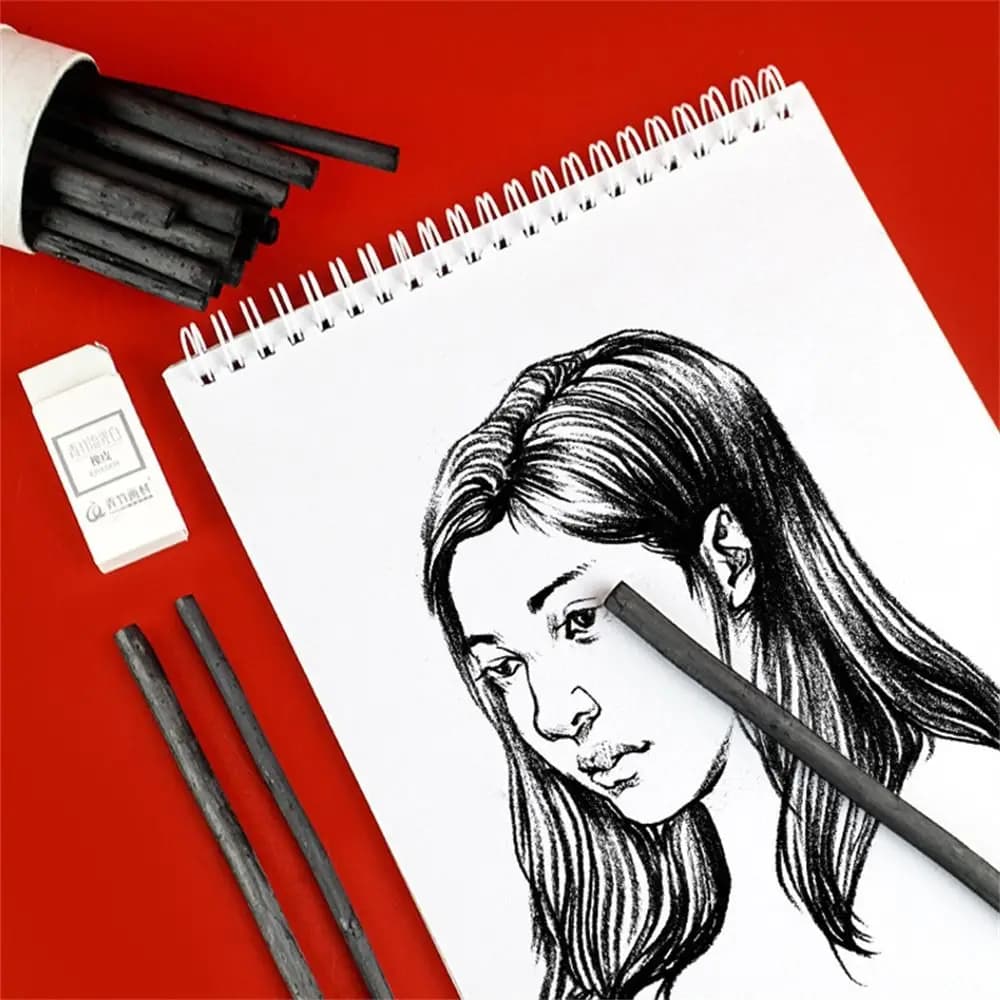 Black Color Charcoal Sticks Vine Charcoal Willow Charcoal Charcoal Bars Professional Comfortable Feel Drawing Charcoal Pencils