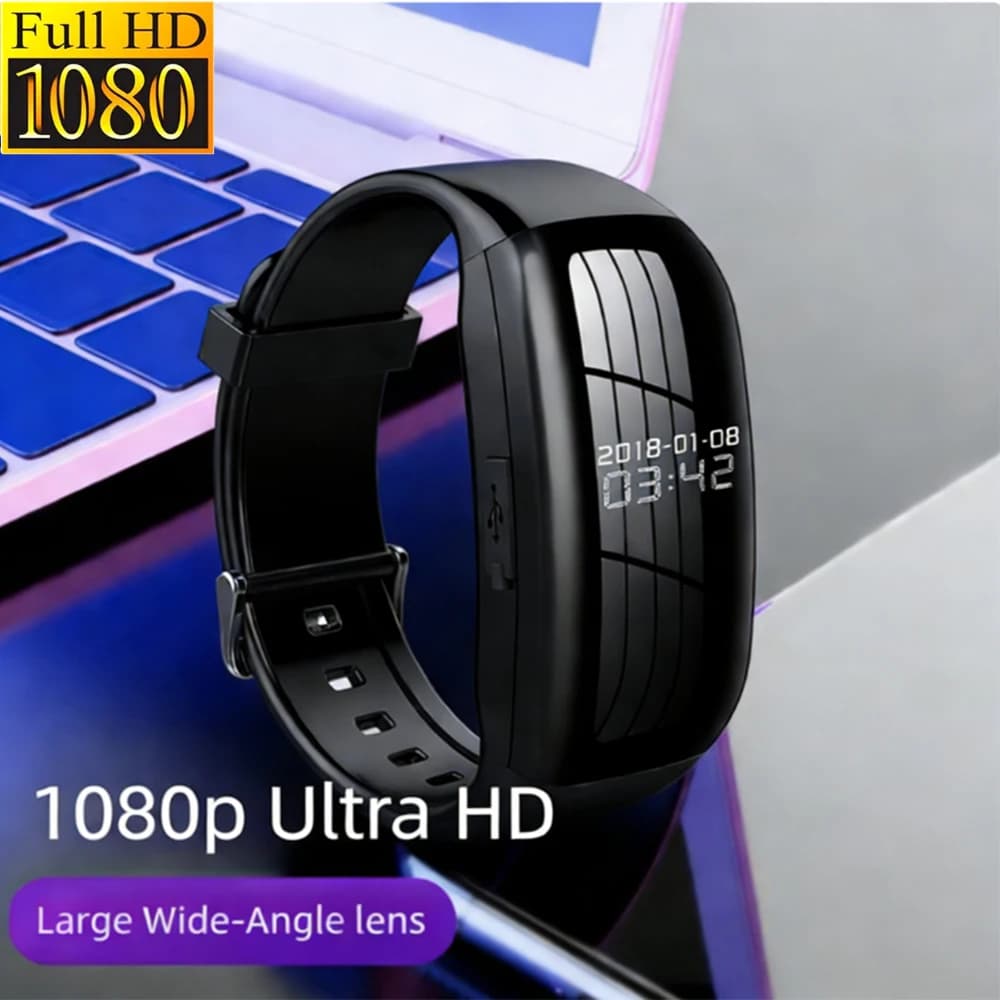 Smartwatch 2 in 1 con Videocamera Mini, Riduzione del Rumore, Registrazione Audio, Braccialetto HD 1080P, Registratore Vocale da Polso 8G-128GB