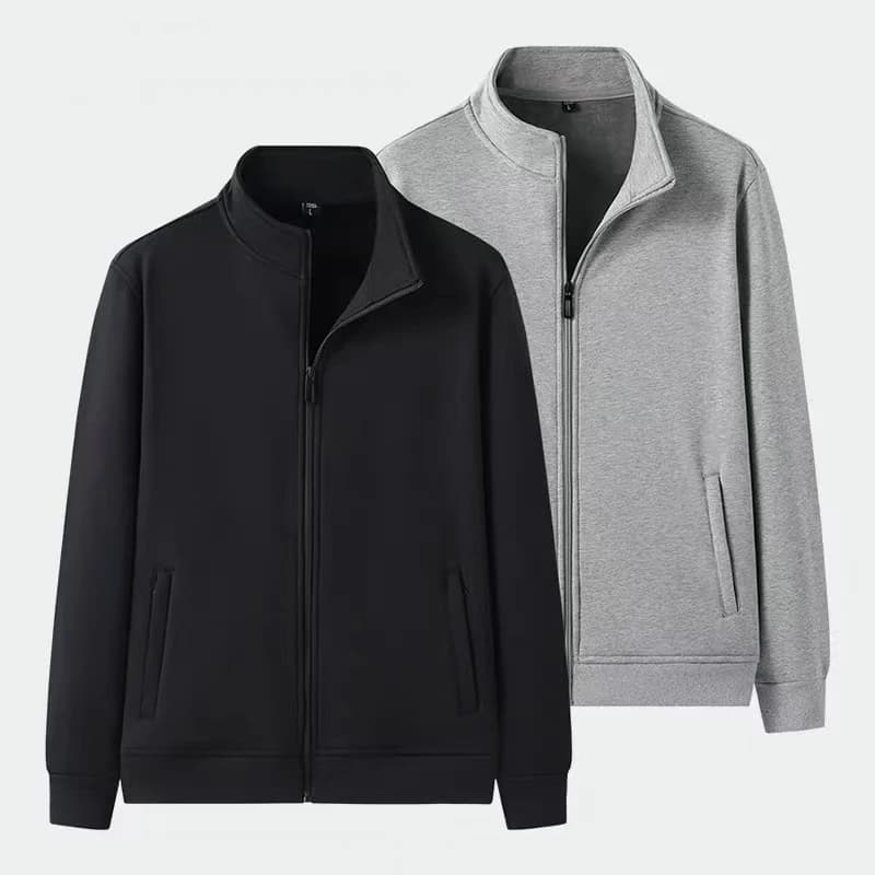 Loose Fit Men's Zipper Hoodie Cardigan Youth Casual Sle Autumn Faion Color Stand Collar Open Front Sportswear Top