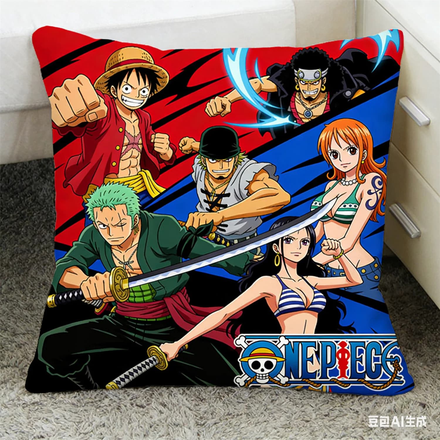 Federa per cuscino One Piece, federa decorativa con stampa del personaggio preferito dai fan degli anime, per camera da letto, soggiorno e appassionati di anime