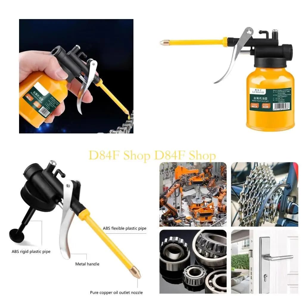 D84F Oil Can Oiler High Pressure Metal 250ml/8oz Portable Lubrication Can