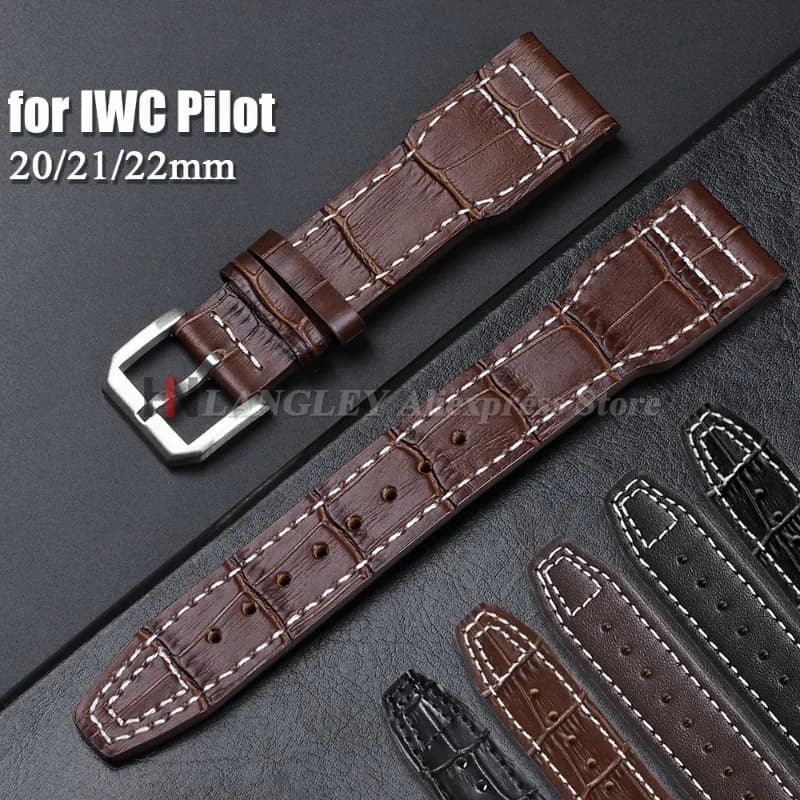 20mm 21mm 22mm cow leather strap for IWC Pilot Portugieser Portofino men's bracelet watches accessories