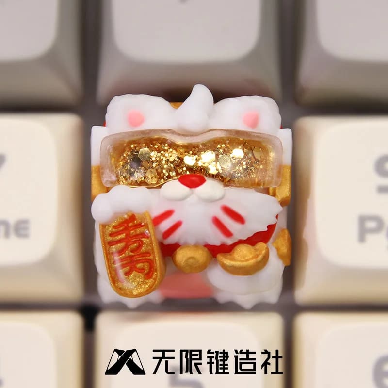 Cute Fortune Cat Personalized Keycaps Mechanical Keyboard Resin Custom Keycaps PC Gaming Keyboard Accessories Collection Gifts