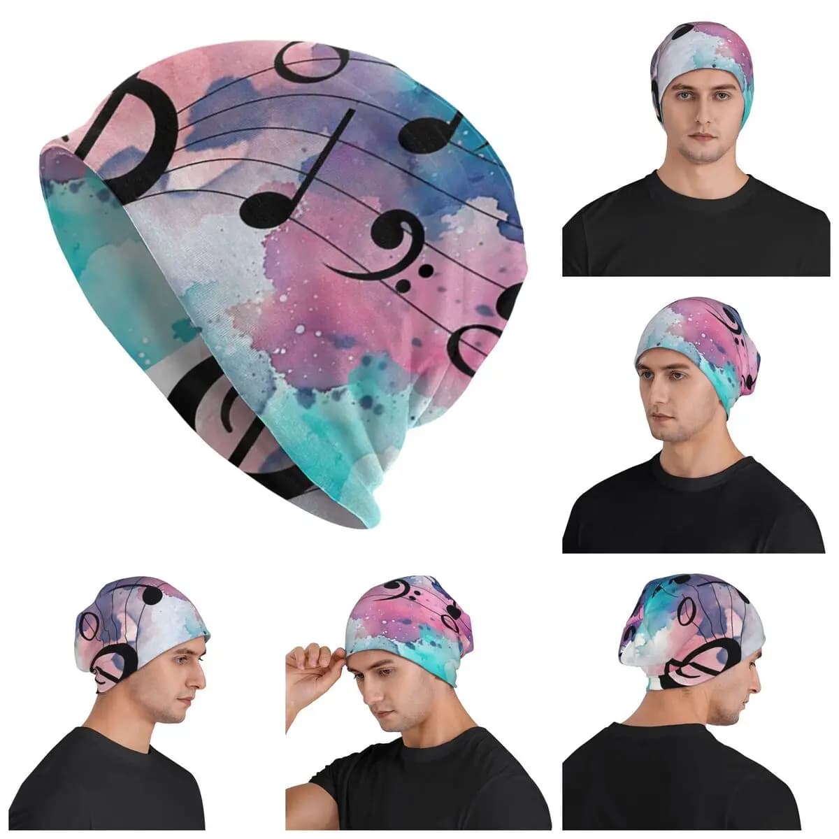 Music Note In Color Men Women Adult Beanies Caps Knitted Bonnet Hat Warm Hip Hop Autumn Winter Outdoor Skullies Hats