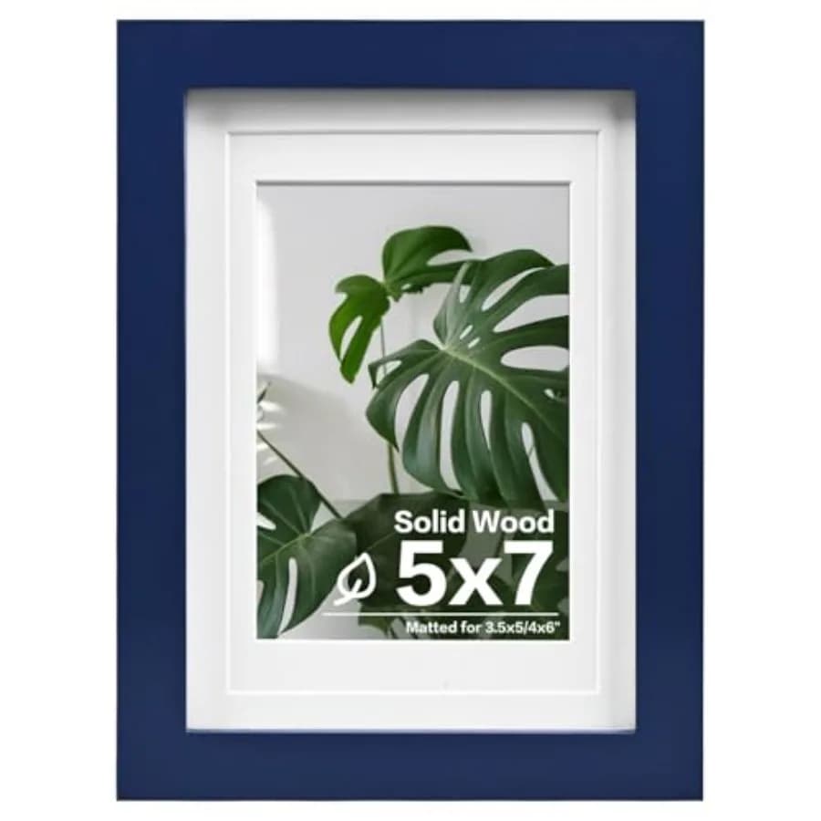 5x7 Picture Frame Made of Solid Wood, Covered by Plexiglass Display Pictures 3.5x5/4x6 with Mat or 5x7 Without Mat for Table To
