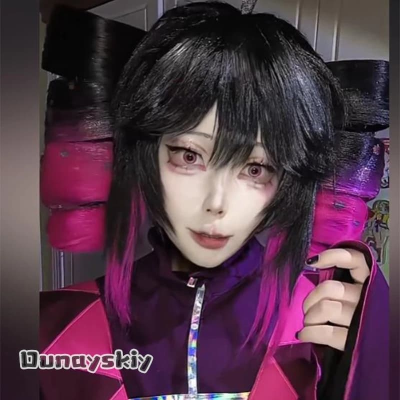 Anime Dark Teto Cosplay Wig Pink Gradient Double Drill Ponytails High Heat Resistant Character Roleplay Wig Halloween Disguise