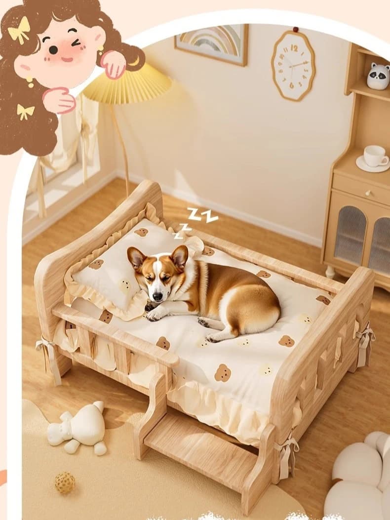 Letto per animali domestici, letto per cani in legno massello, letto per gatti per tutte le stagioni, divano letto per animali domestici, letto per gatti e letto per cani, scaffale per gatti, contenitore per gatti, mobili per gatti in legno