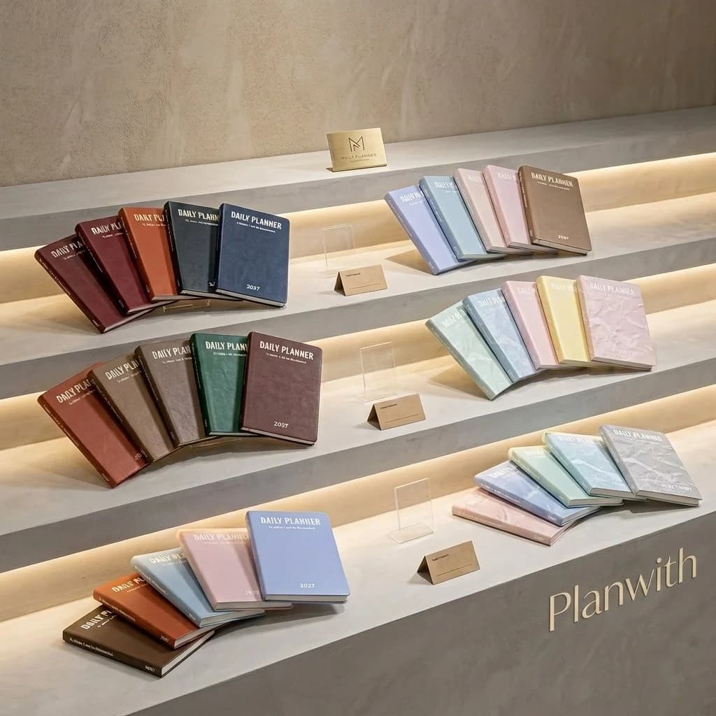 Planwith 2027 Daily Planner Notebook, Thick & Thin Versions, PU Cover Weekly Monthly Journal, Cloud‑Feel Paper Agenda Organizer