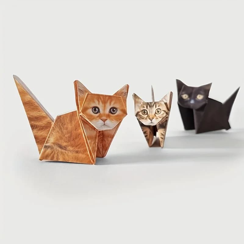 Cat Print Origami Paper, Cute Cat Pattern Folding Paper for DIY Crafts, Home Decor, Kids Art Projects & Gifts