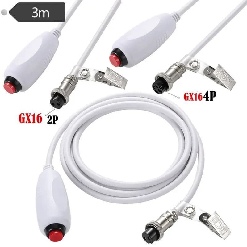 GX16 2P 4P Female Single Button Nursing Line Call Button Switch Line Emergency Call Button Line with Clip for 3m Sheet
