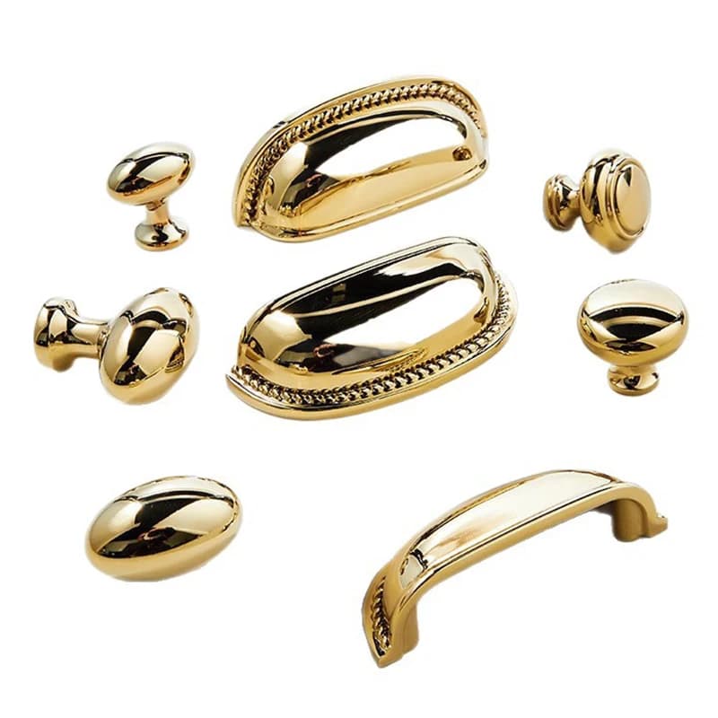 Maniglie e pomelli di lusso in ottone massiccio dorato, set da 10 pezzi, per mobili, cassetti, armadi, guardaroba, cassettiere e cantinette