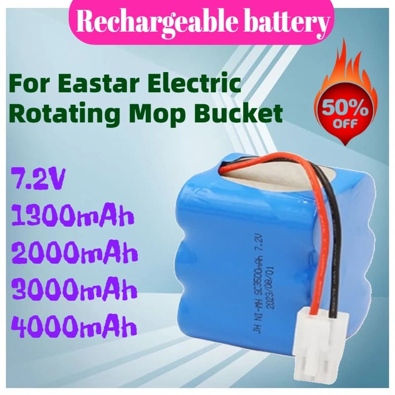 New 7.2V 1300mAh-4000mAh Replacement Rechargeable NI-MH Battery Pack for Eastar Electric Rotating Mop Bucket Fast Shipping