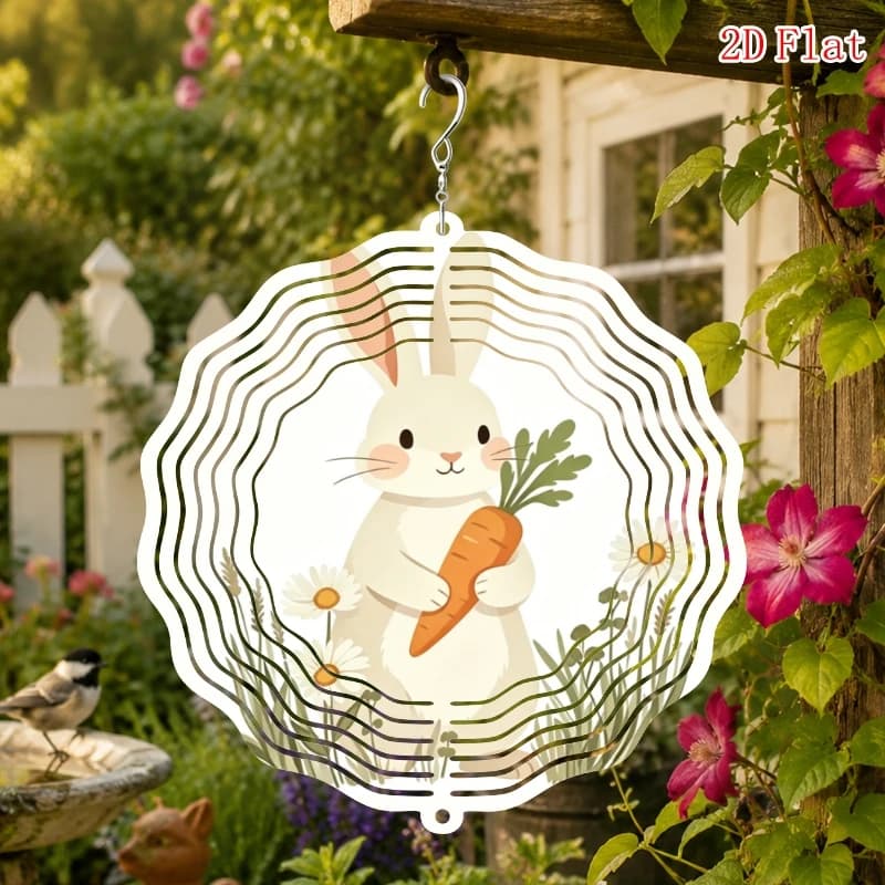 2D Flat-Printed, Battery-Free "Springtime Delight" with Rotating Hook, 360° Creative Wind Chime, Classic Style