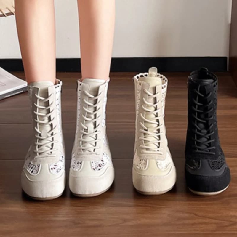 2026 Summer New Women's Hollow Out Breathable Closed Toe Comfortable High Heel Sandals Women New Elegant Side Zipper Cool Boot