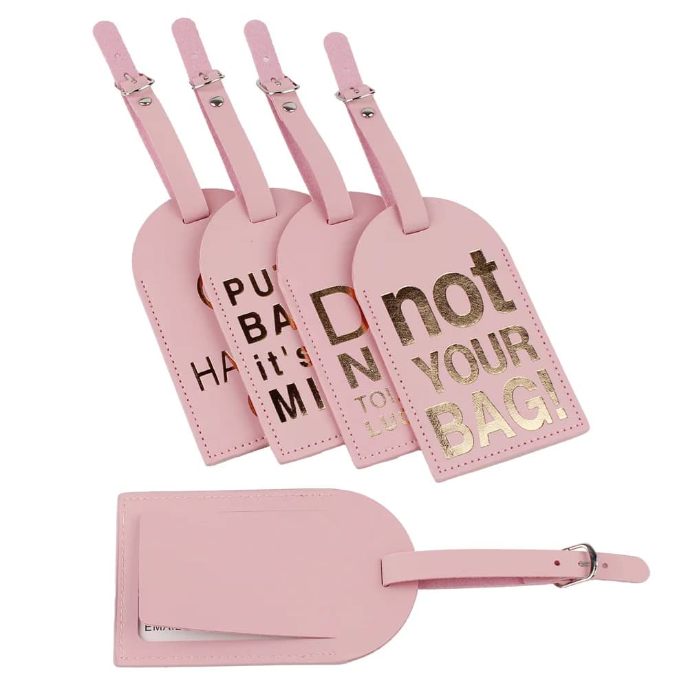 1PC Lettera rosa Etichetta per valigia Bagagli Etichette per borse da imbarco Nome ID Indirizzo Titolare Accessori da viaggio Etichetta per bagagli in pelle PU da donna