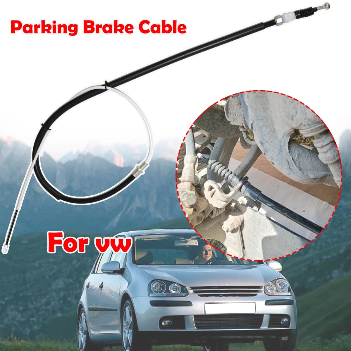 Rear Left Right Parking Brake Cables For VW EOS Golf Jetta Scirocco Handbrake Stainless Anti Rust Direct Repair Bonus Zip Ties