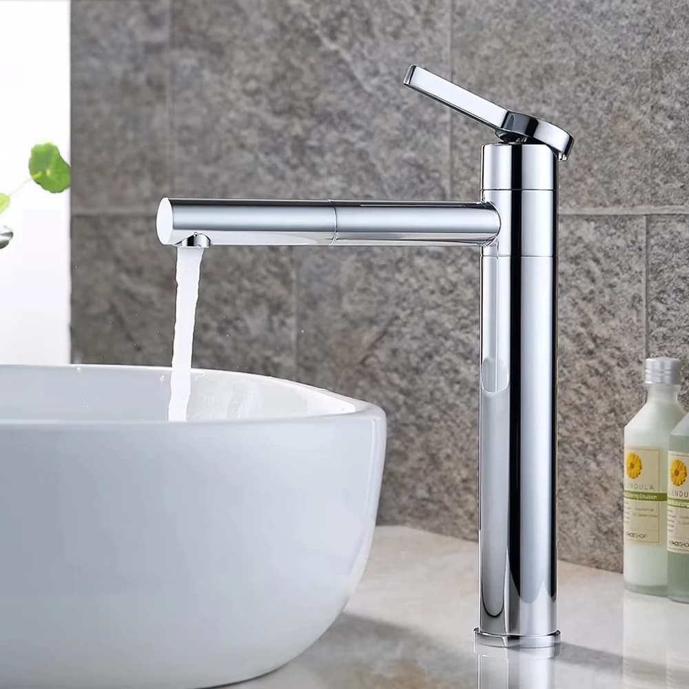 Modern Faucet Bathroom Basin Faucets Brass Vessel Sinks Mixer Vanity Tap Swivel Spout Deck Mounted Washbasin Faucet Accessories