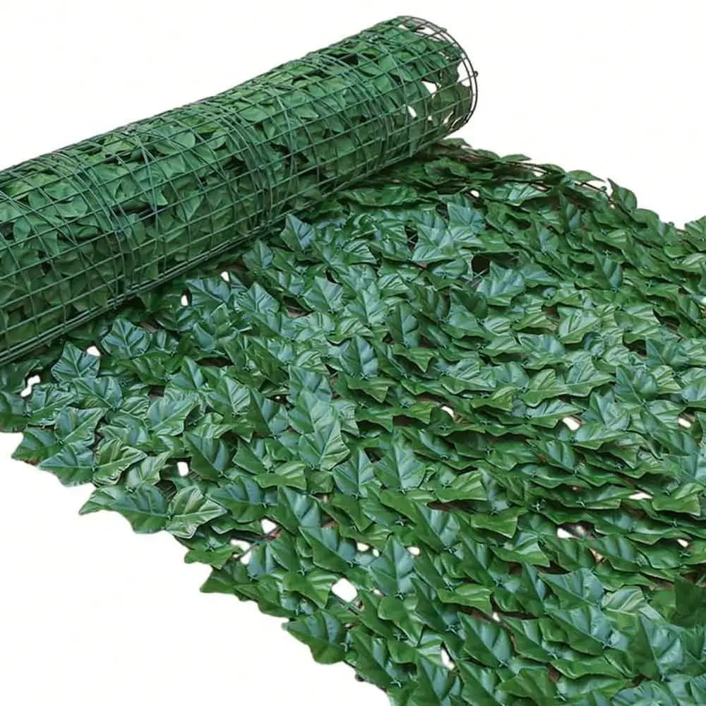 Artificial Vegetal Fence, Green Foil Fence, Vegetal Wall with Copper Plants, Vertical Green Fence, Artificial Leaves, Artificial Siepe, IV