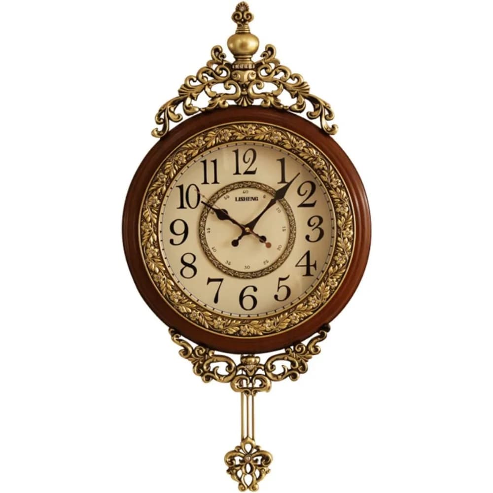 Elegante Orologio a Pendolo Tradizionale Dipinto a Mano con Pendolo Oscillante, Grande, Marrone, 29,5 Pollici, per Arredamento Casa e Ufficio