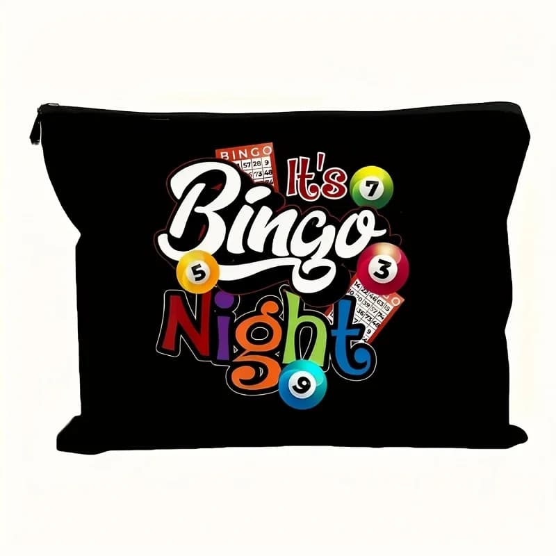 A Bingo Night theme makeup bag: multifunctional zipper case, jewelry store bag, small bag with perfect travel zipper.