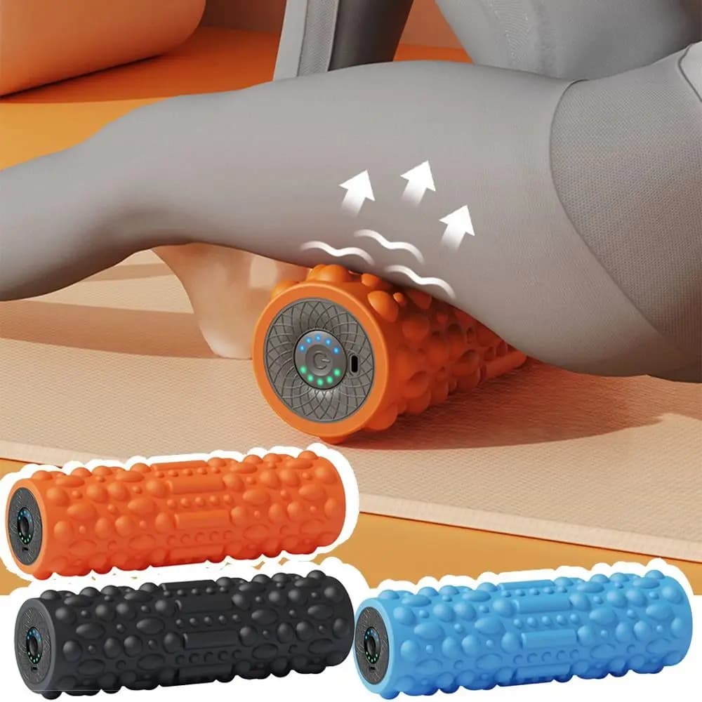Rechargeable Vibrating Foam Roller Adjustable 3D Textured Exercise Muscle Massager Large Load Bearing 5 Modes