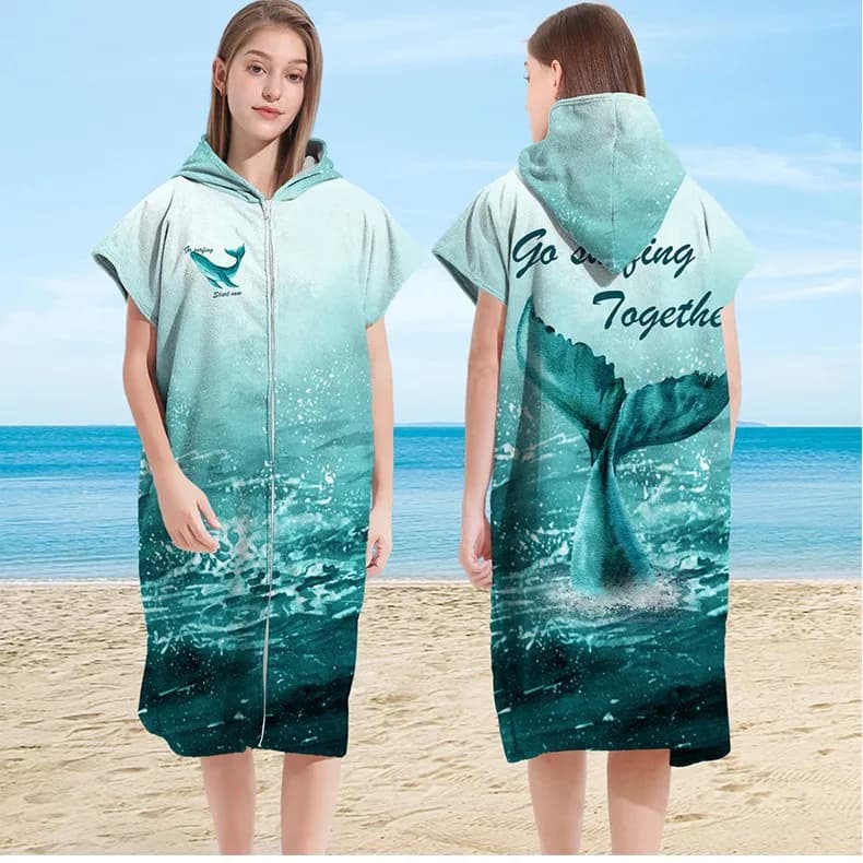 Asciugamano con Cappuccio in Microfibra per Uomo e Donna, per Nuoto, Spiaggia, Viaggio, Asciugatura Rapida, Accappatoio, Poncho da Surf