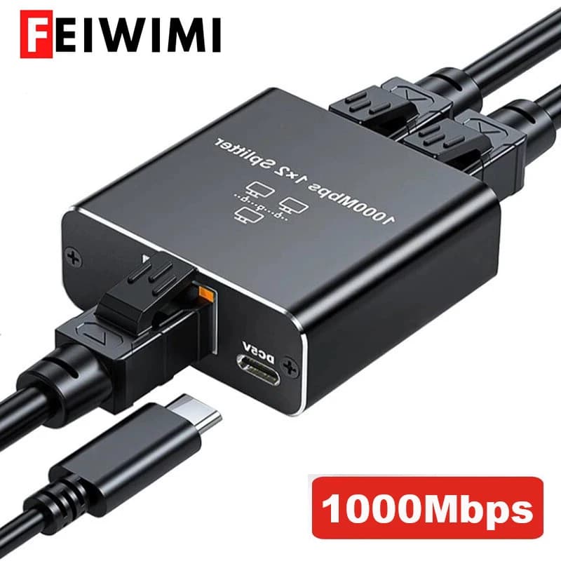Splitter Gigabit Ethernet da 1 a 2/3/4, Splitter Internet LAN RJ45 da 1000 Mbps per computer/hub/switch/router/set-top box/TV digitale