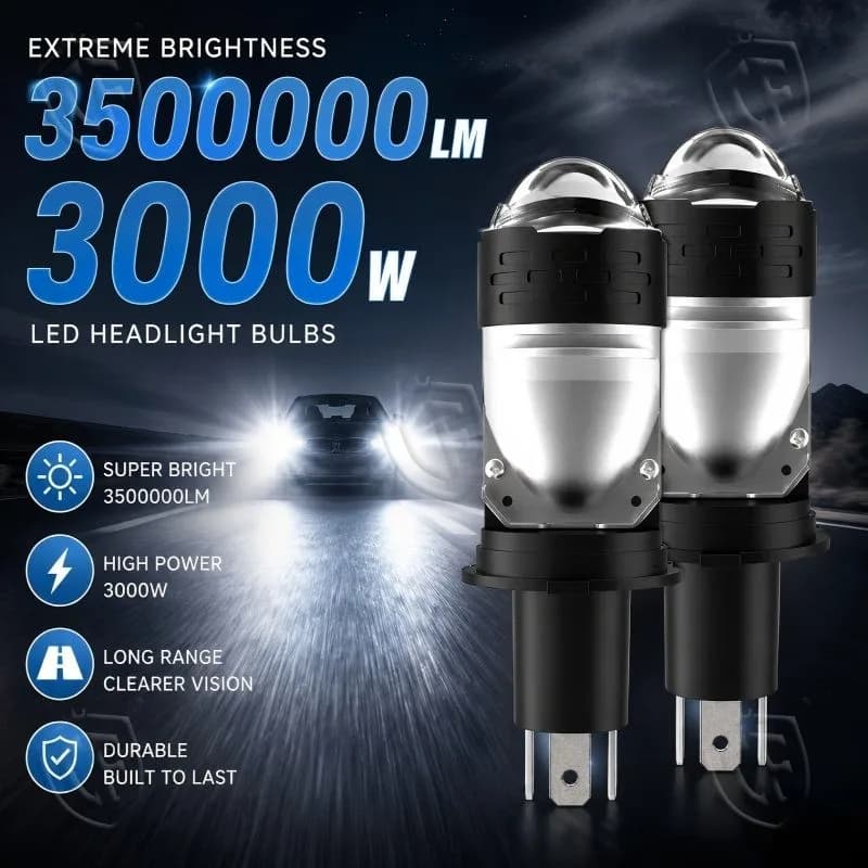 CF 3000W 40000000LM H4 LED Mini Projector Lens 6500K High Low Beam Turbo Fan Auto Headlamp 12V High Power Motorcycle Bulb
