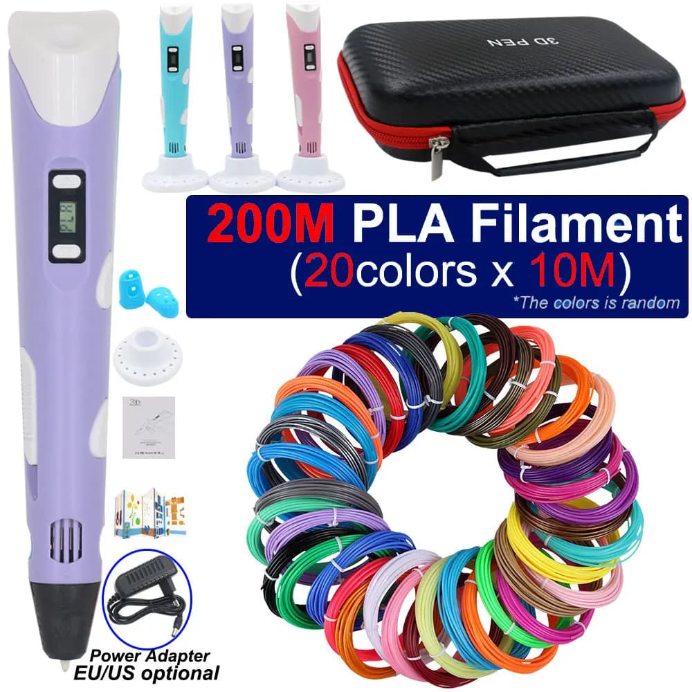 3D printing pen with power adapter Valigia for screen Filament PLA Kid Christmas Birthday Gift Development Coordination Image