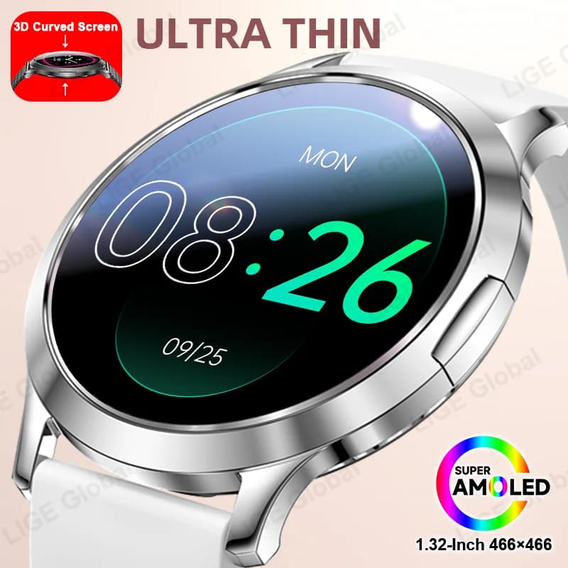 LIGE 2026 Nuovo Orologio da Donna alla Moda 1.32 Pollici 466*466 AMOLED Smartwatch Ultra Sottile con Monitoraggio Frequenza Cardiaca e Ossigeno nel Sangue, Chiamate Bluetooth