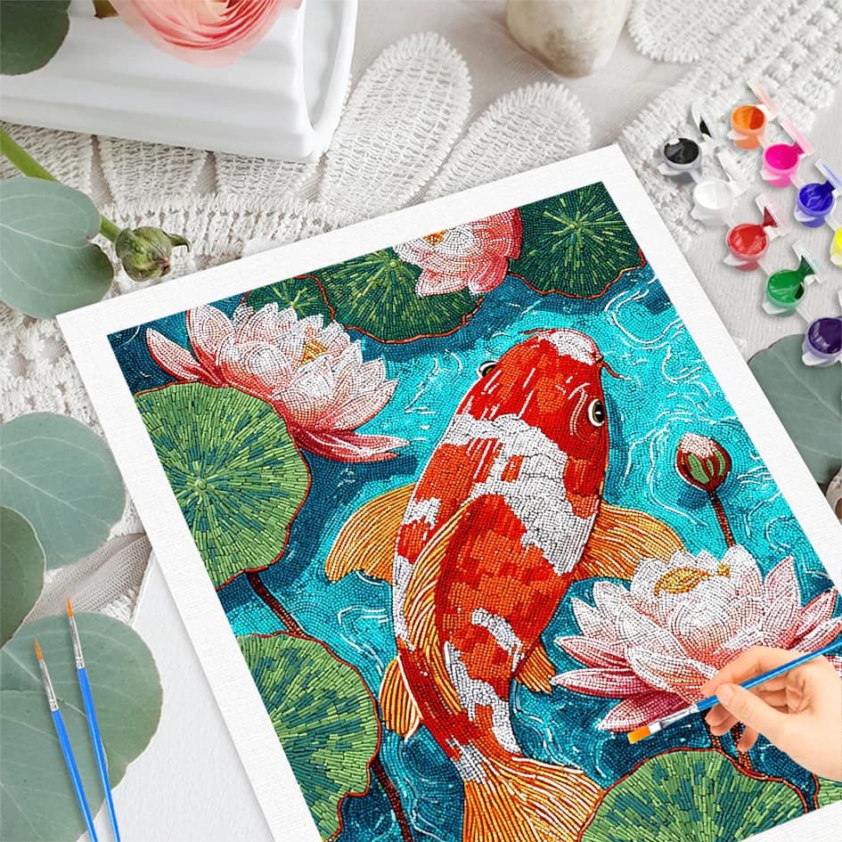 RUOPOTY Paint By Numbers DIY Lucky Koi Idea Animal Abstract Picture Paint With Numbers Kit for Beginne Acrylic on Canvas Paintsr