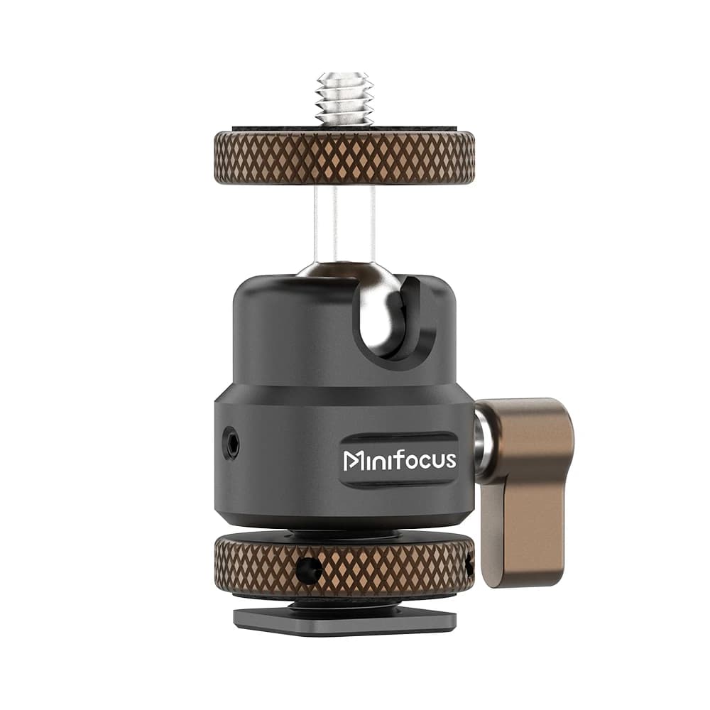 Minifocus Hot Slip Support for Camera with 1/4" Screw, Tripod Adapter with 360-degree Ball Head for Camera Monitor Cold Slip Base with LED Light Video