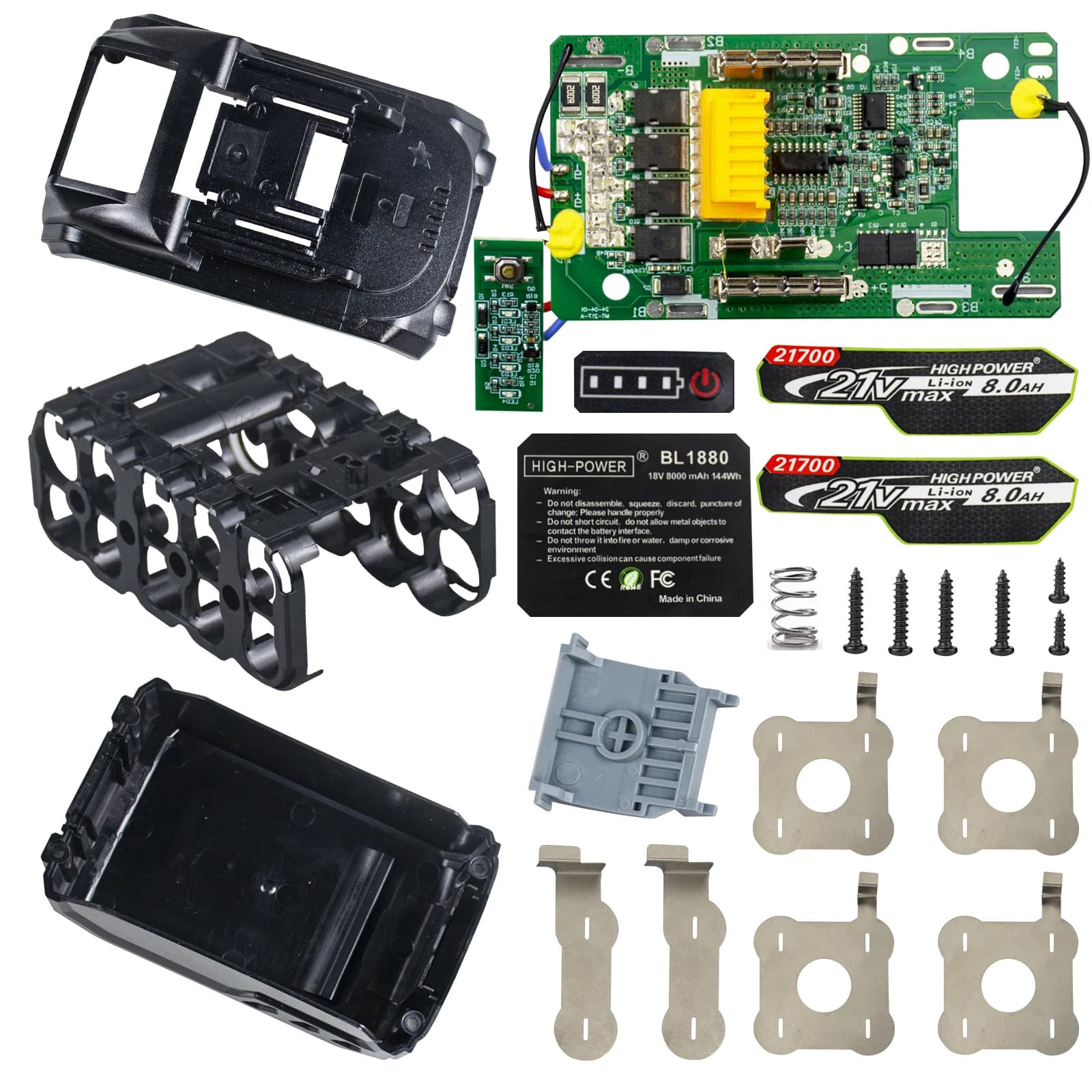 BL1830 10X21700 Custodia per batteria agli ioni di litio PCB Protezione di ricarica Circuito Shell Box BL1880 Per MAKITA 18V 6.0Ah 8.0Ah Alloggiamenti