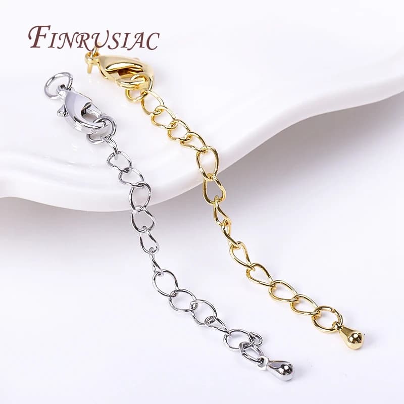 Placcato oro reale rodio / 18K Ottone 66mm Catena di coda di estensione Gioielli fai da te Risultati 10/12mm Catena di estensione con chiusure a moschettone