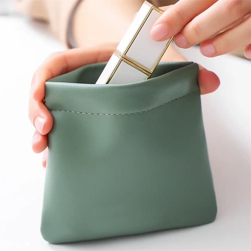 1 pz. Borsa portaoggetti in PU per auricolari e monete, organizer da viaggio per cavi ​ Borsa portaoggetti per cosmetici, rossetti, cavi per mouse e articoli vari
