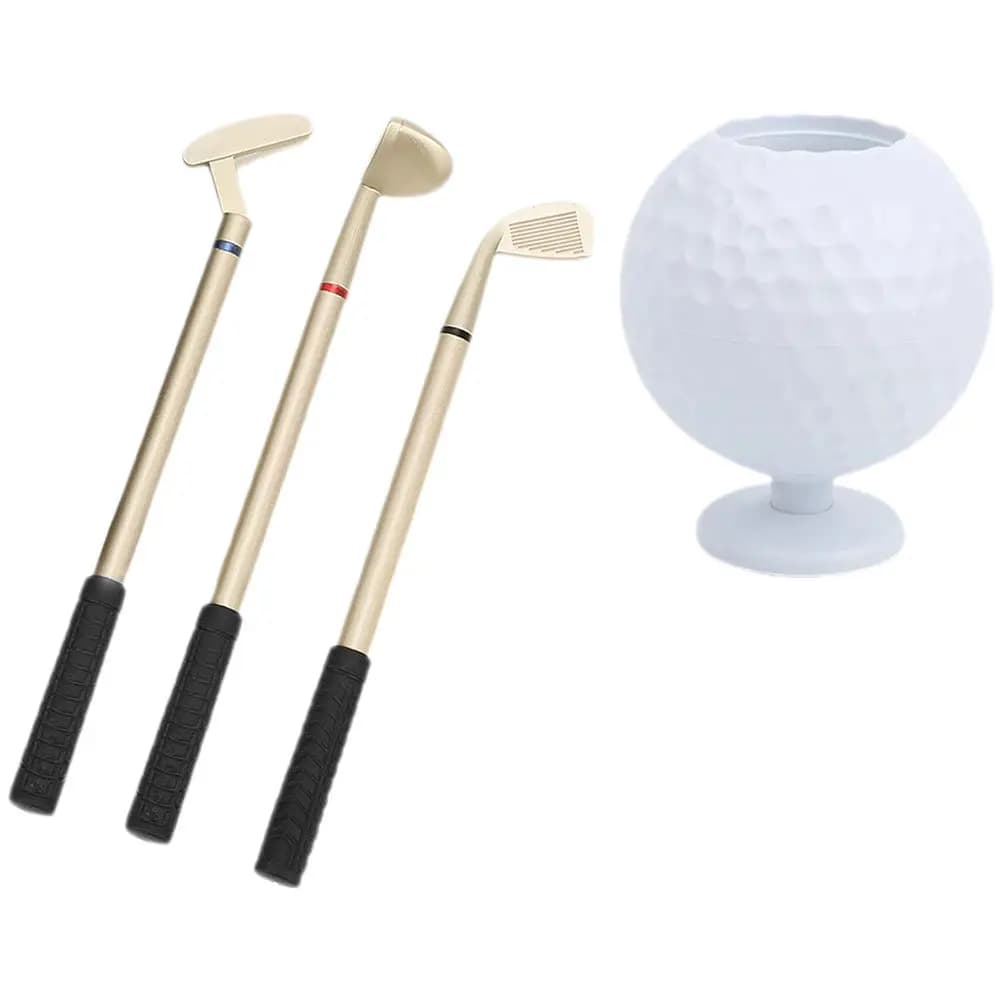Set Portapenne a Forma di Pallina da Golf, Organizzatore da Scrivania Leggero e Robusto, Regalo per Ufficio, Portapenne a Forma di Mazza da Golf, Gadget Originale