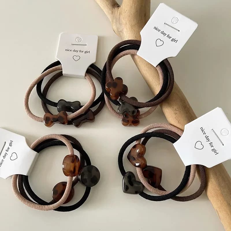 Coreano nuovo 3 pezzi classico leopardo corda per capelli moda acrilico corda per capelli cravatte copricapo ragazze donne accessori per capelli