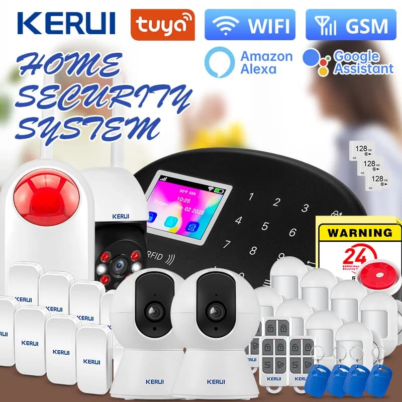 KERUI W202 Kit sistema di allarme di sicurezza domestica con sensore PIR WiFi GSM Tuya Smart Life antifurto sensore porta/finestra 433 MHz