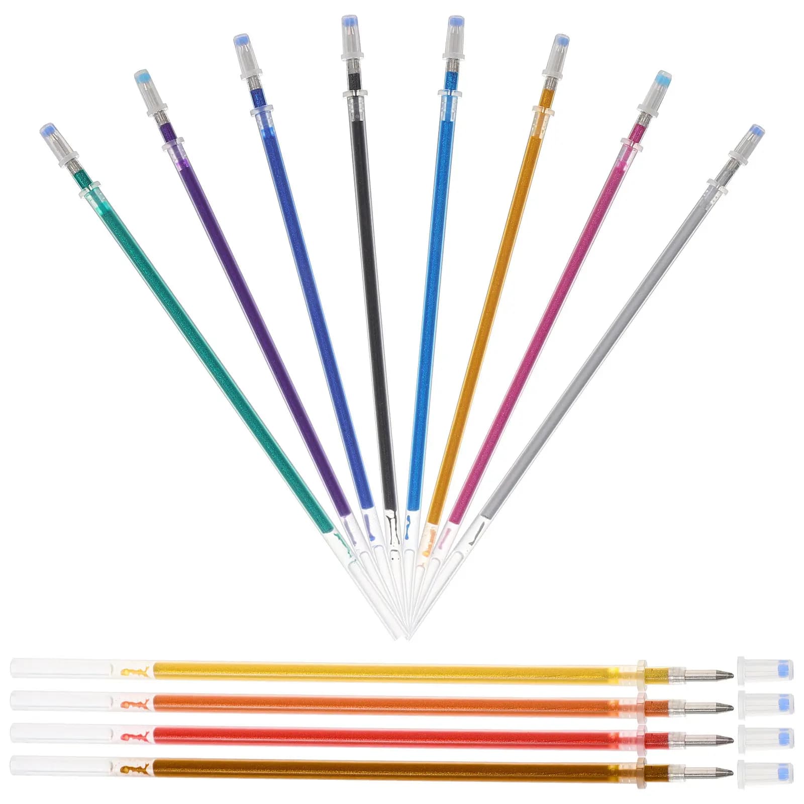 Set di 12 Ricariche per Penne Gel Glitterate, Ricambi per Penne a Scrittura Fluida, Forniture per Ufficio, Set di Penne Colorate, Ricambi per Penne Colorate