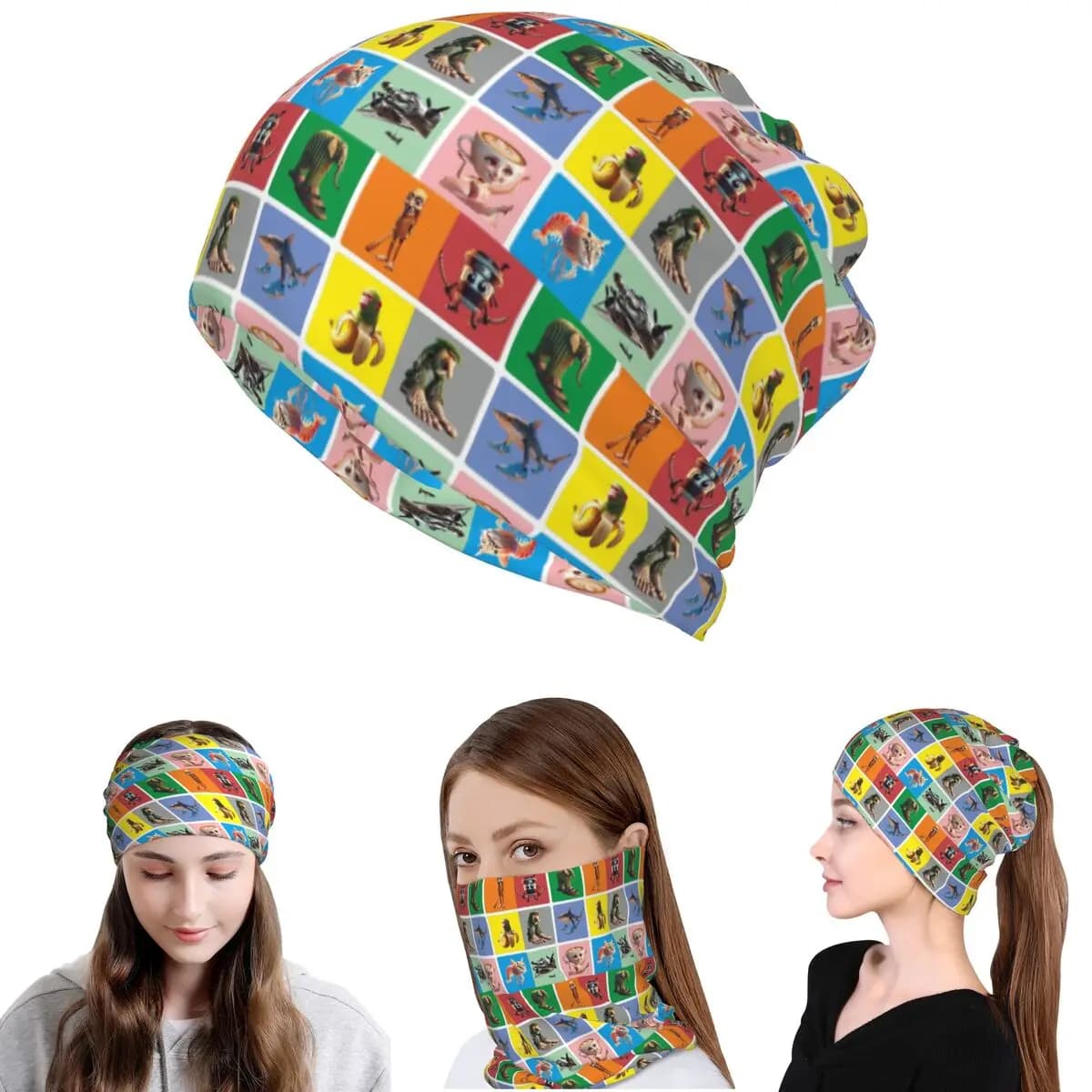 Bandana, Scaldacollo, Maschera, Sciarpa, Fascia per la Testa, Berretto, Cappello - Stile Italiano 'Brain Rot Anomaly' per Uomini, Donne, Adulti, Lavabile