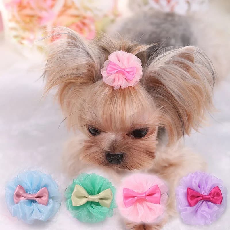 Forcina per animali domestici Simpatico fermaglio per capelli per cuccioli a forma di fiore in tinta unita per gattini Decorazione per toelettatura dei capelli Accessori per cani Chihuahua