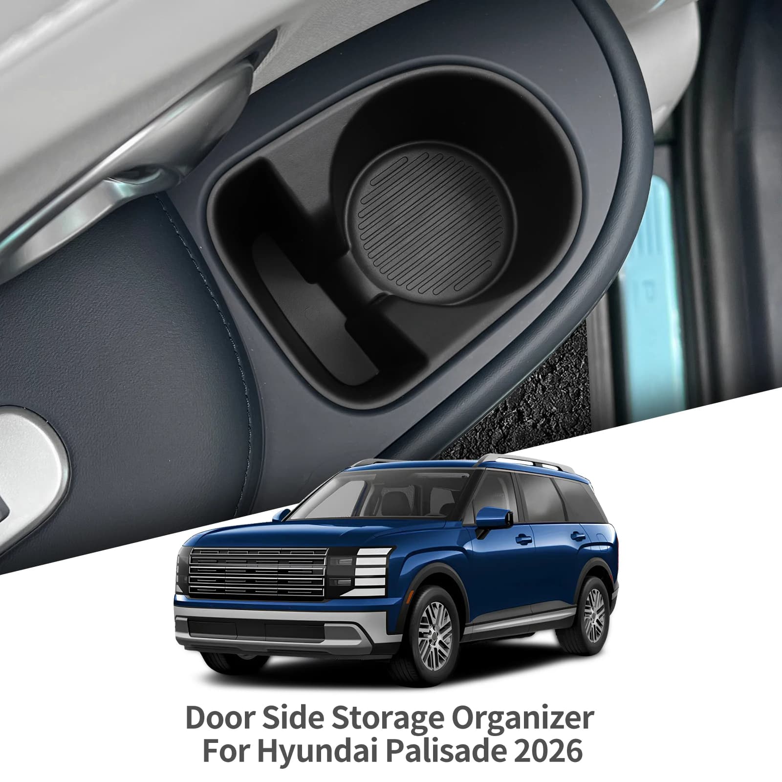 2 pieces for Hyundai Palisade 2026 2rd Row side door cup holder insert beverage storage box interior accessories black car